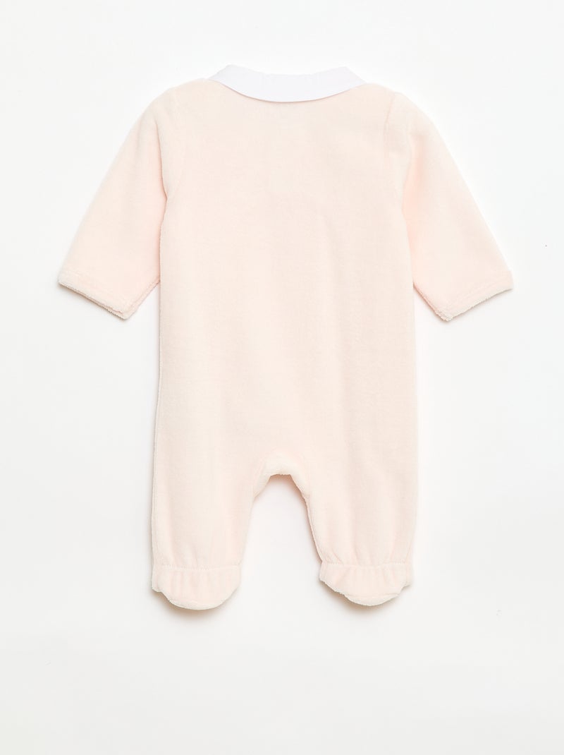 Pijama de terciopelo con cuello bebé Rosa - Kiabi