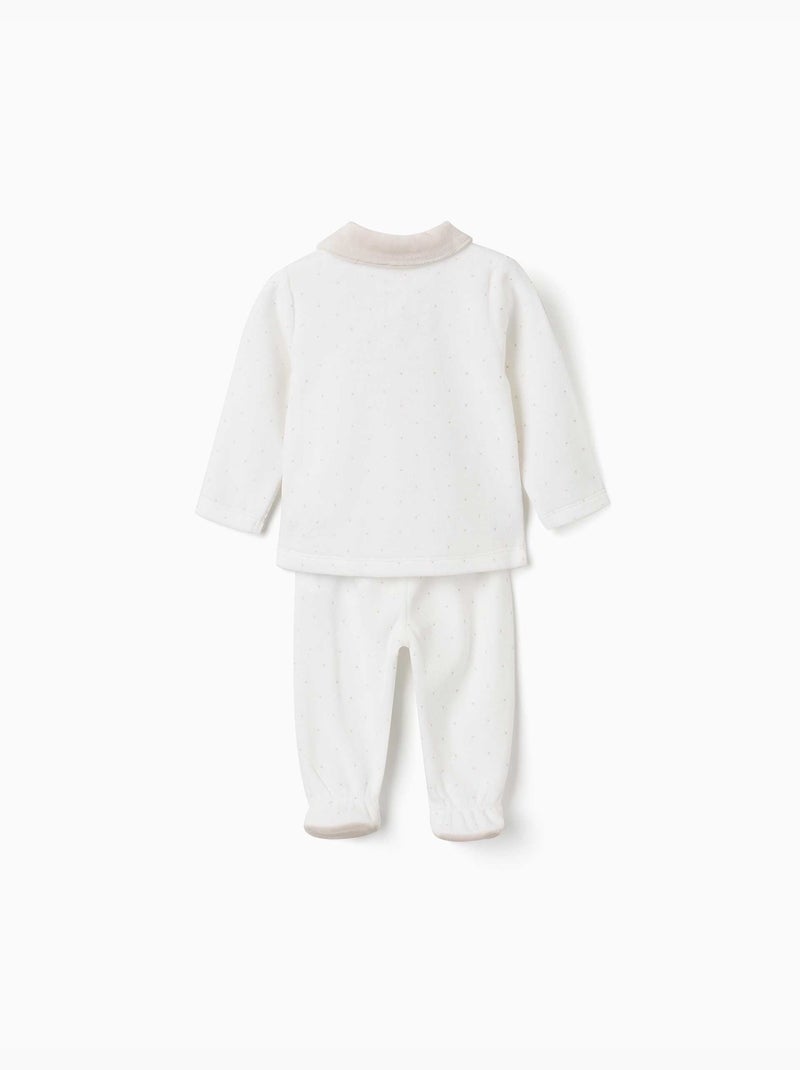 Pijama de terciopelo con estampado de lunares Blanco - Kiabi