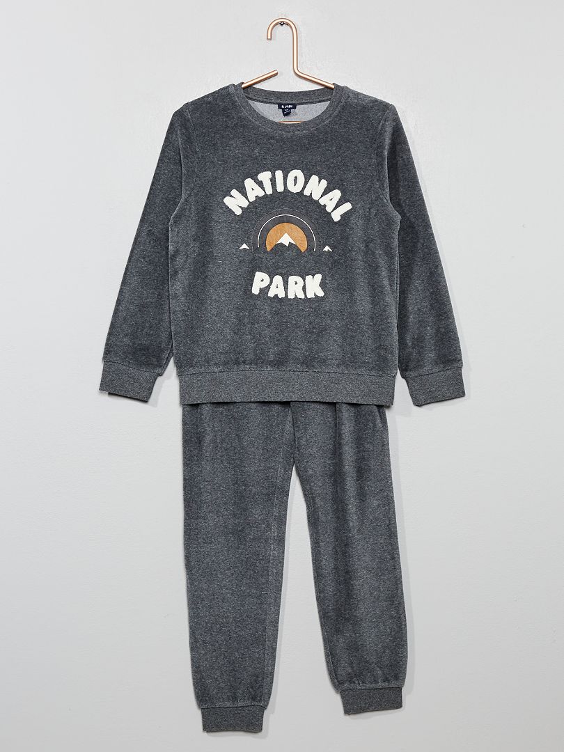 Pijama de terciopelo con estampado de 'rizo' GRIS - Kiabi