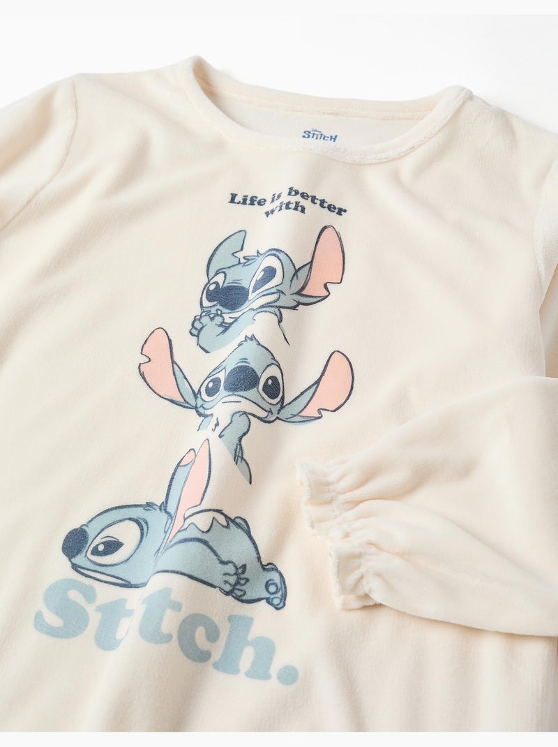 Pijama de terciopelo con estampado de stitch Beige claro - Kiabi