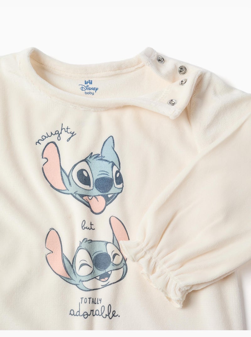 Pijama de terciopelo con estampado de stitch Beige claro - Kiabi