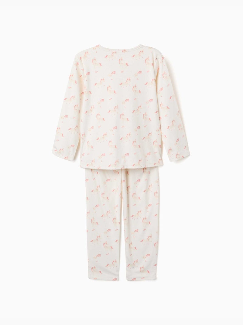 Pijama de terciopelo con estampado de unicornio y estrella Blanco - Kiabi