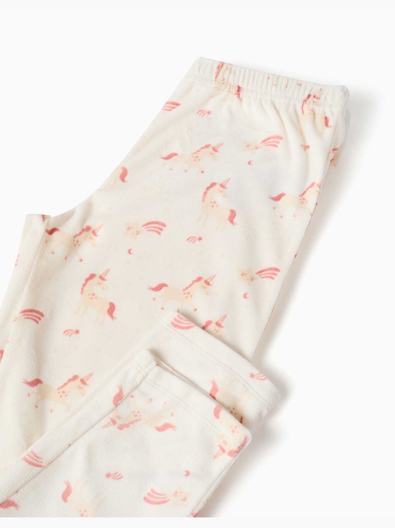 Pijama de terciopelo con estampado de unicornio y estrella Blanco - Kiabi