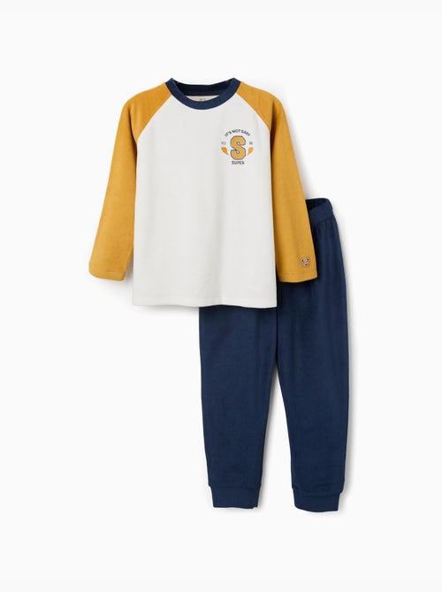 Pijama de terciopelo con estampado en el pecho - Kiabi