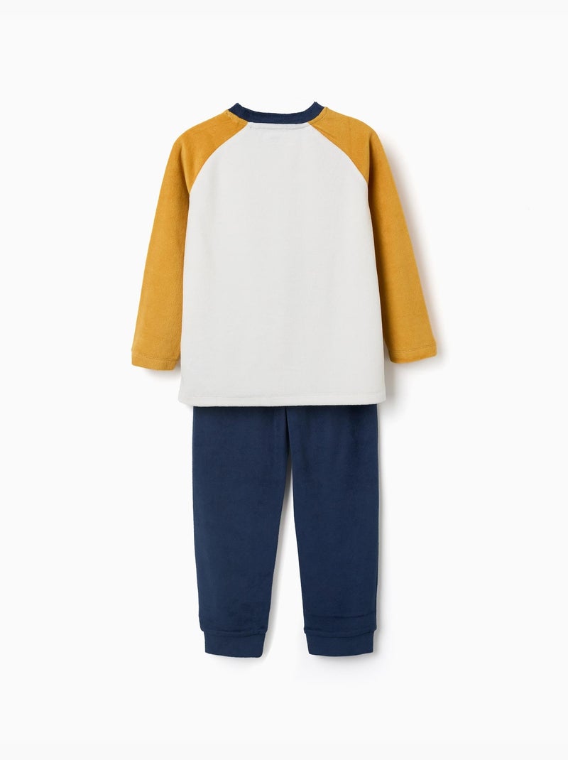 Pijama de terciopelo con estampado en el pecho Blanco - Kiabi