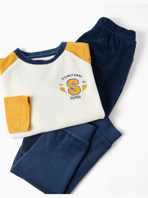 Pijama de terciopelo con estampado en el pecho - Kiabi