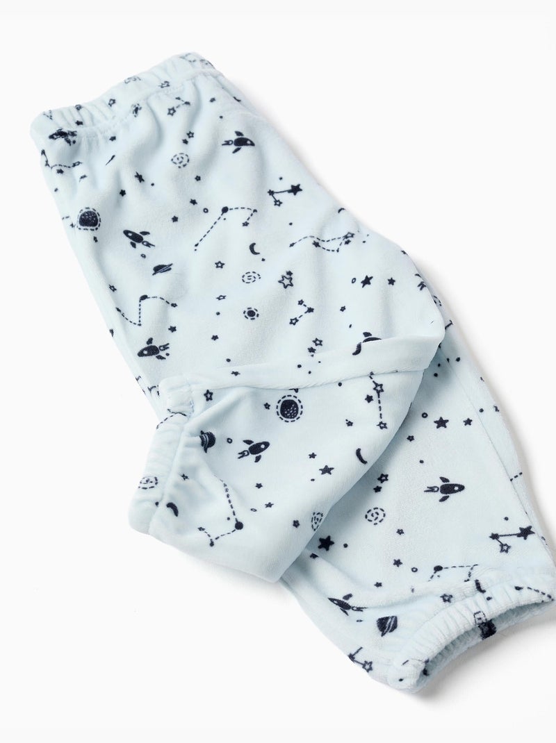 Pijama de terciopelo con estampado espacial que brilla en la oscuridad Azul oscuro - Kiabi