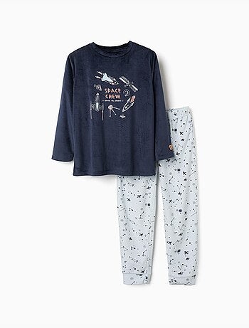 Pijama de terciopelo con estampado espacial que brilla en la oscuridad