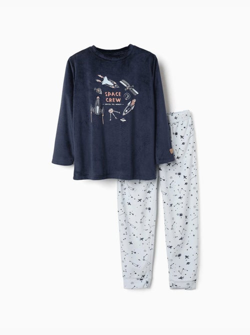 Pijama de terciopelo con estampado espacial que brilla en la oscuridad - Kiabi