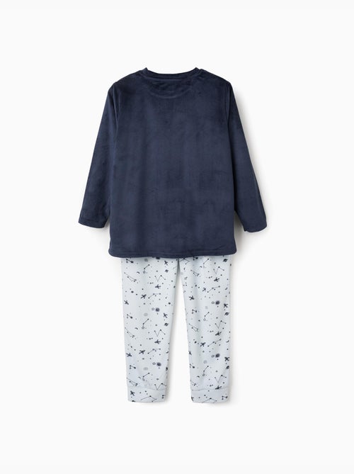 Pijama de terciopelo con estampado espacial que brilla en la oscuridad - Kiabi