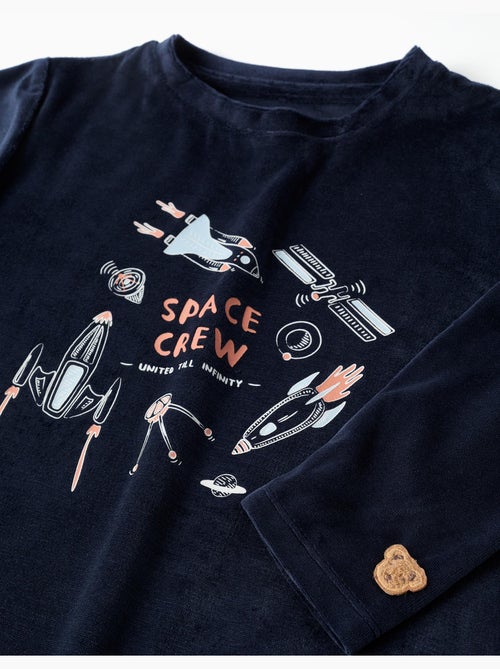Pijama de terciopelo con estampado espacial que brilla en la oscuridad - Kiabi