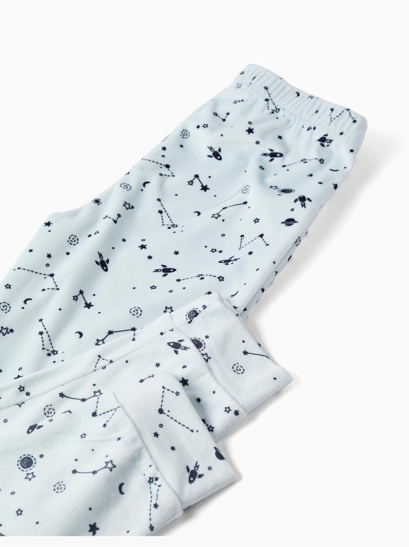 Pijama de terciopelo con estampado espacial que brilla en la oscuridad Azul oscuro - Kiabi