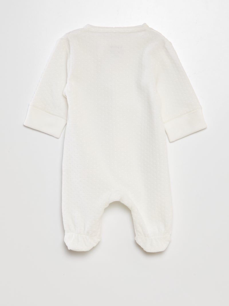 Pijama de terciopelo con mangas ajustables BLANCO - Kiabi
