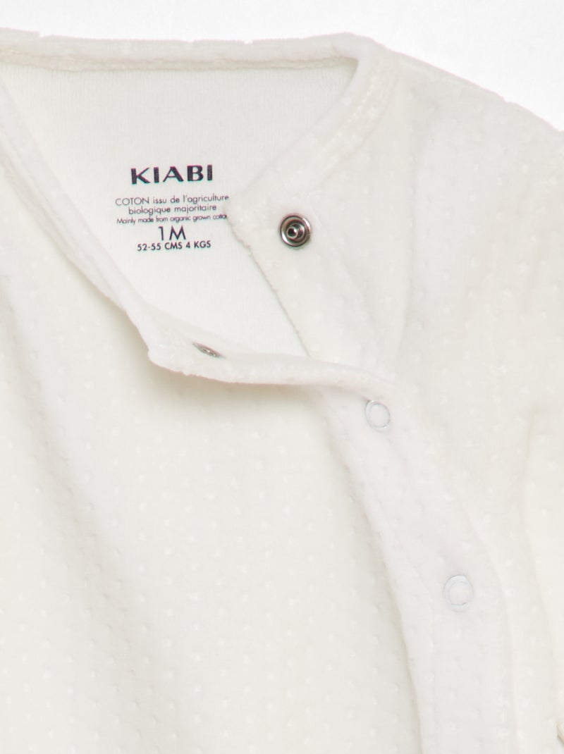 Pijama de terciopelo con mangas ajustables BLANCO - Kiabi