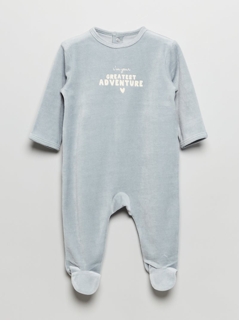 Pijama de terciopelo con mensaje estampado AZUL - Kiabi
