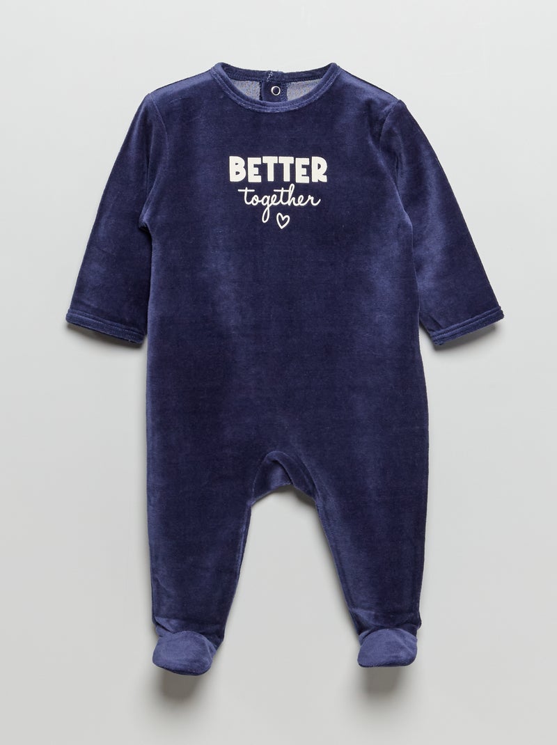 Pijama de terciopelo con mensaje estampado AZUL - Kiabi