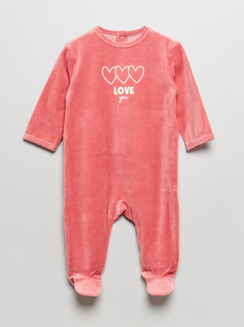 Pijama de terciopelo con mensaje estampado ROSA - Kiabi