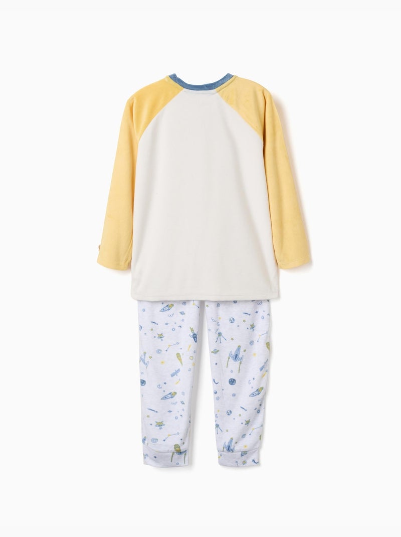 Pijama de terciopelo con motivo espacial Amarillo claro - Kiabi