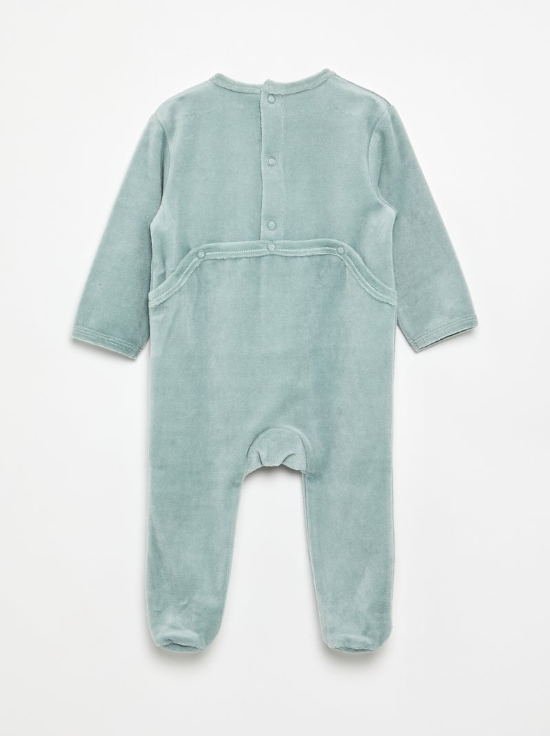 Pijama de terciopelo con pies Azul - Kiabi