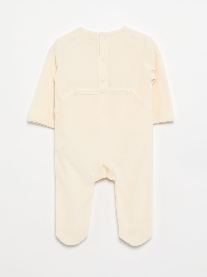 Pijama de terciopelo con pies Blanco - Kiabi