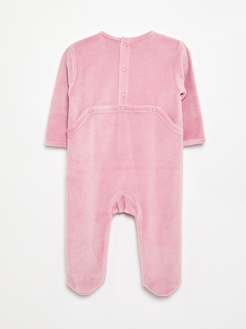Pijama de terciopelo con pies Rosa - Kiabi