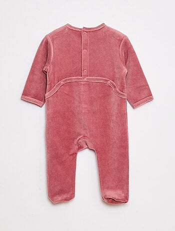 Pijama de terciopelo con pies y dibujo delantero