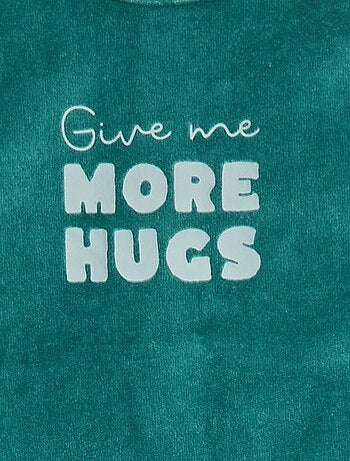 Pijama de terciopelo con pies y dibujo delantero