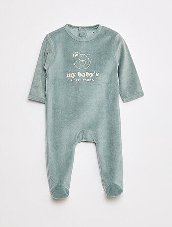 Pijama de terciopelo con pies y dibujo delantero