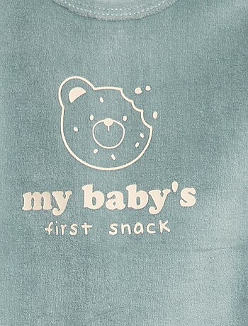 Pijama de terciopelo con pies y dibujo delantero