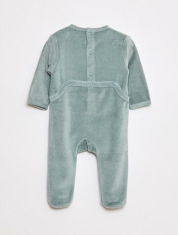 Pijama de terciopelo con pies y dibujo delantero