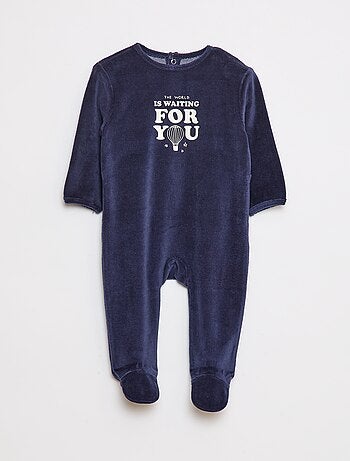 Pijama de terciopelo con pies y dibujo delantero