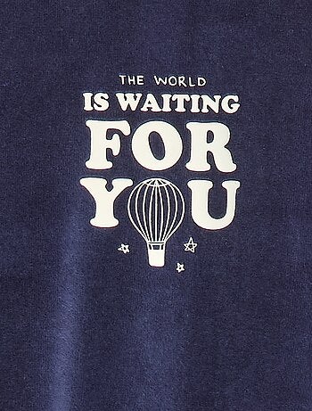 Pijama de terciopelo con pies y dibujo delantero