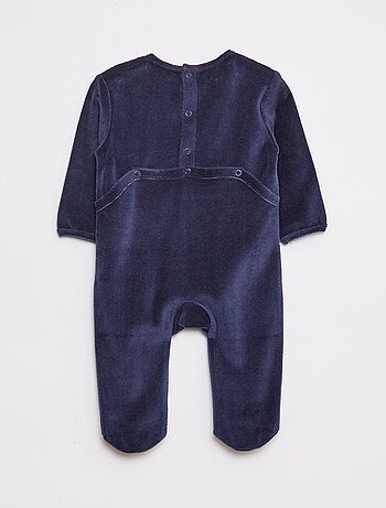 Pijama de terciopelo con pies y dibujo delantero