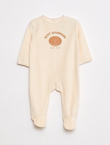 Pijama de terciopelo con pies y dibujo delantero