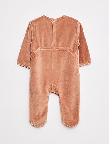 Pijama de terciopelo con pies y dibujo delantero