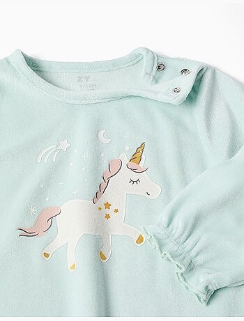 Pijama de terciopelo con unicornio que brilla en la oscuridad