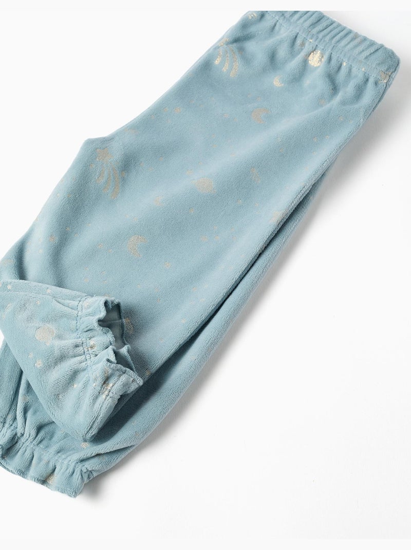 Pijama de terciopelo con unicornio que brilla en la oscuridad Azul claro - Kiabi