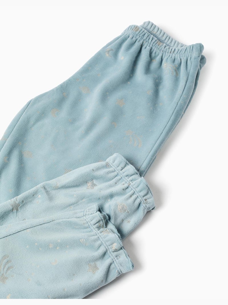 Pijama de terciopelo con unicornio que brilla en la oscuridad Azul claro - Kiabi