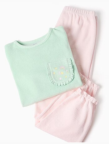 Pijama de terciopelo con volantes y estampados