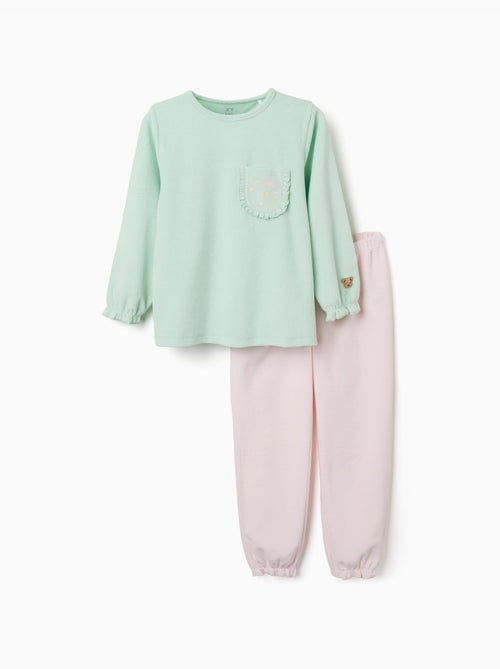 Pijama de terciopelo con volantes y estampados - Kiabi