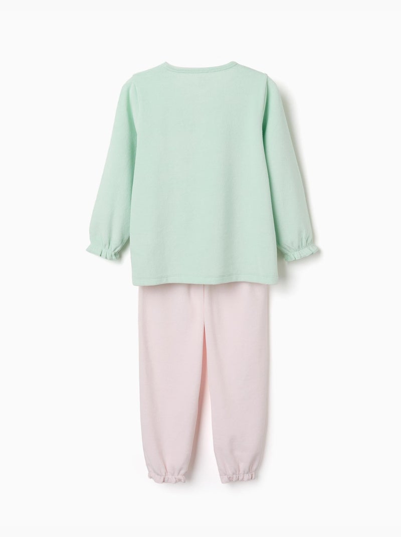 Pijama de terciopelo con volantes y estampados Verde claro - Kiabi