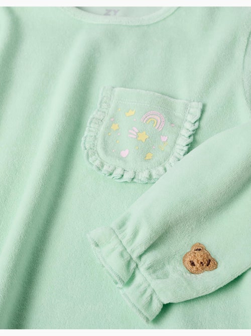 Pijama de terciopelo con volantes y estampados - Kiabi