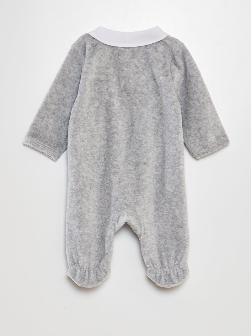 Pijama de terciopelo cuello Claudine GRIS - Kiabi