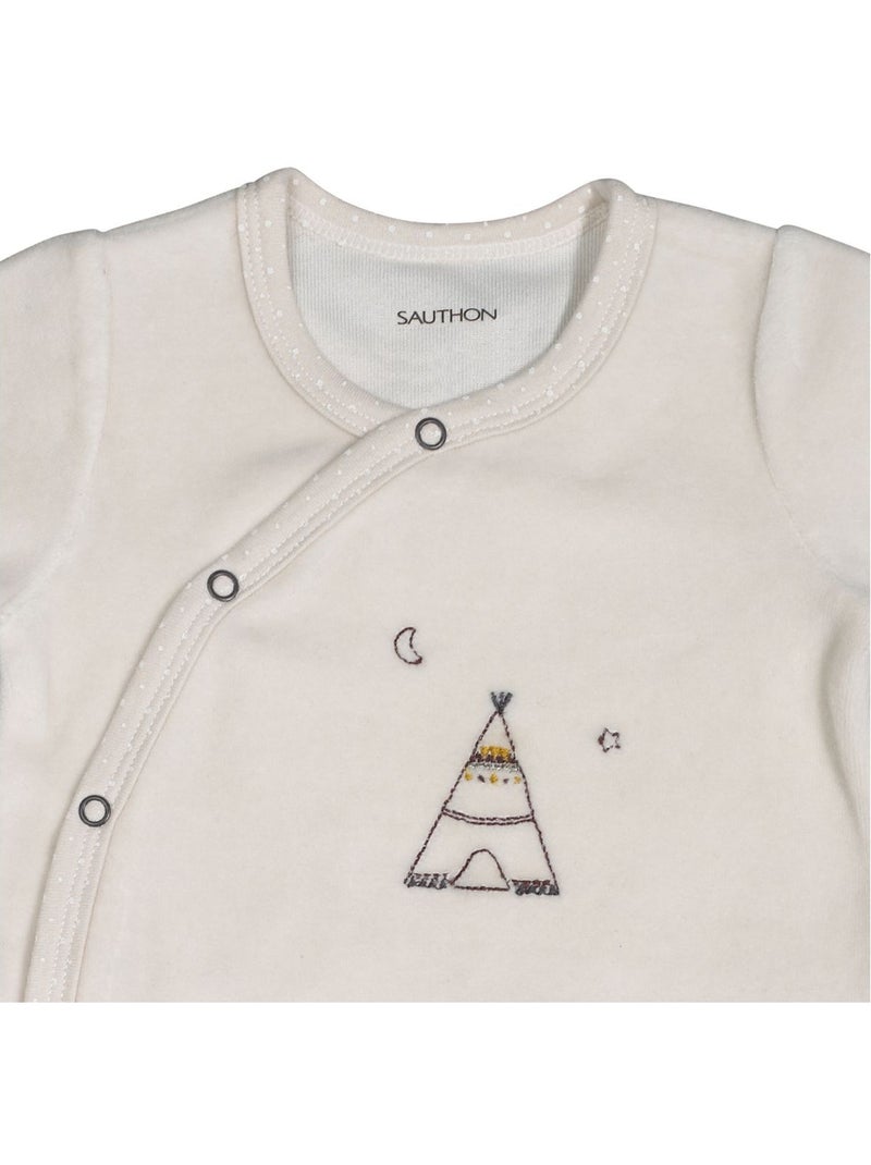 Pijama de terciopelo de manga larga para - sauthon Beige - Kiabi