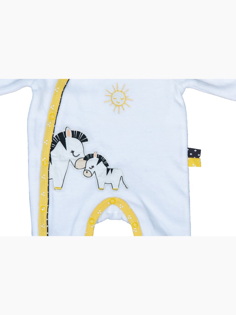 Pijama de terciopelo de manga larga para - sauthon Blanco Amarillo - Kiabi
