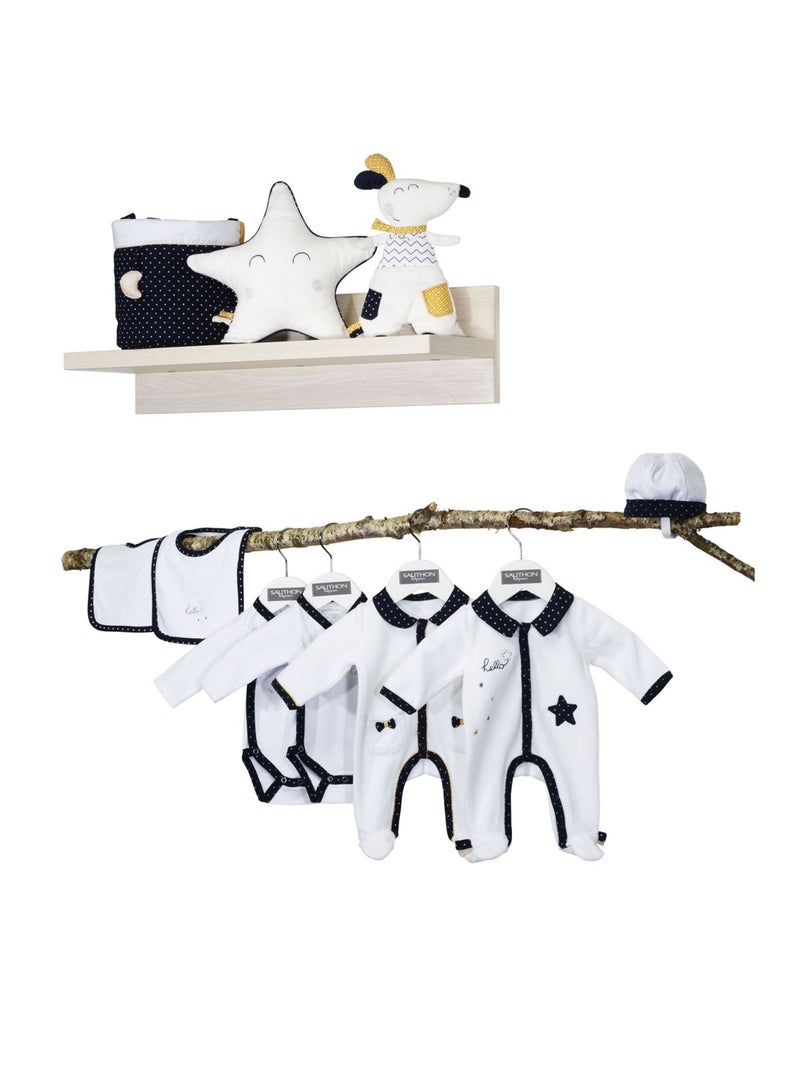 Pijama de terciopelo de manga larga para - SAUTHON Blanco Azul - Kiabi