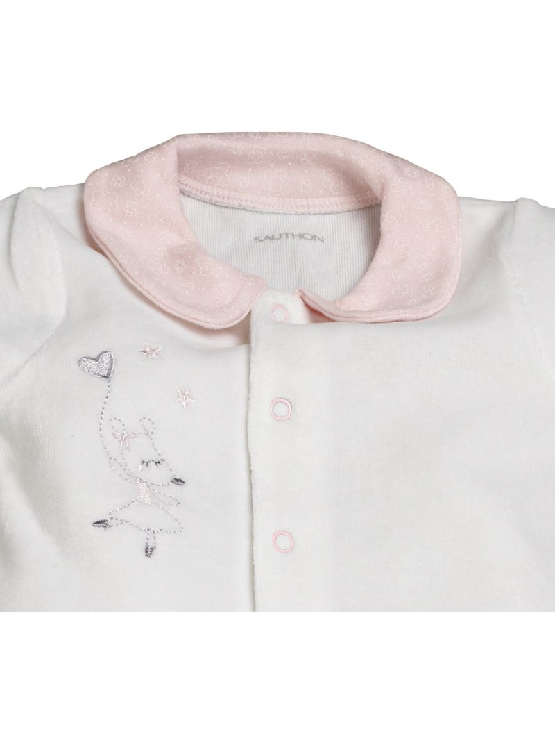 Pijama de terciopelo de manga larga para - sauthon Blanco - Kiabi