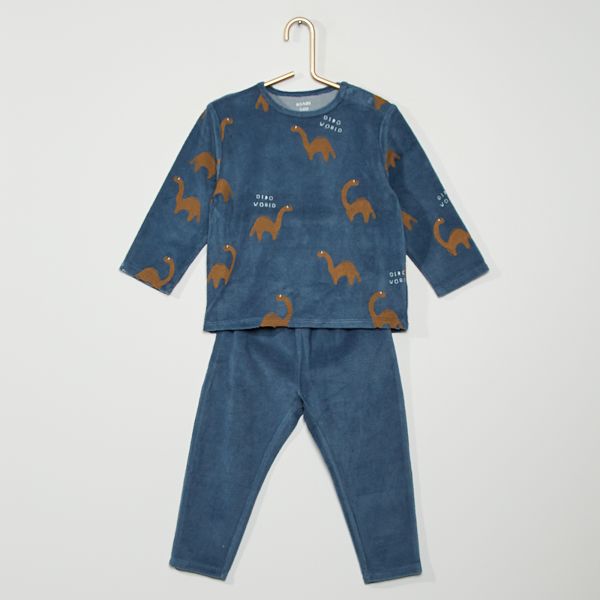 Pijama De Terciopelo Dinosaurios Bebe Nino Azul Kiabi 8 00