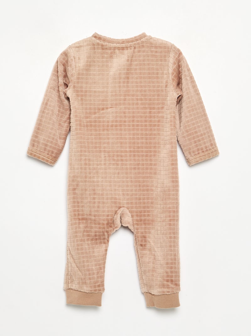 Pijama de terciopelo estampado Beige - Kiabi