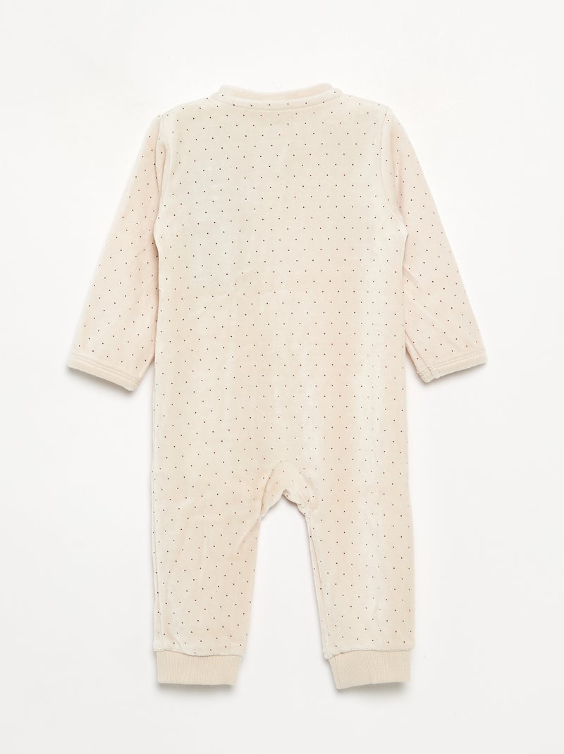 Pijama de terciopelo estampado Beige - Kiabi